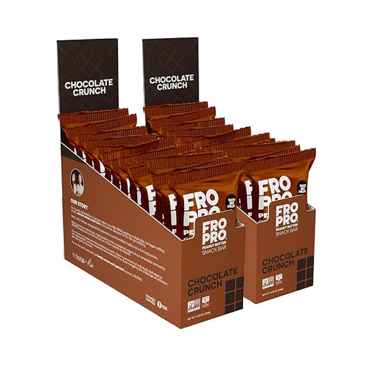 FROPRO Plant Protein Snack Bars - Plant Based Protein Bars, All-Natural, Gluten, Dairy, & Soy Free, High Protein Bars with Low Calories | Chocolate Peanut Butter 24 Pack