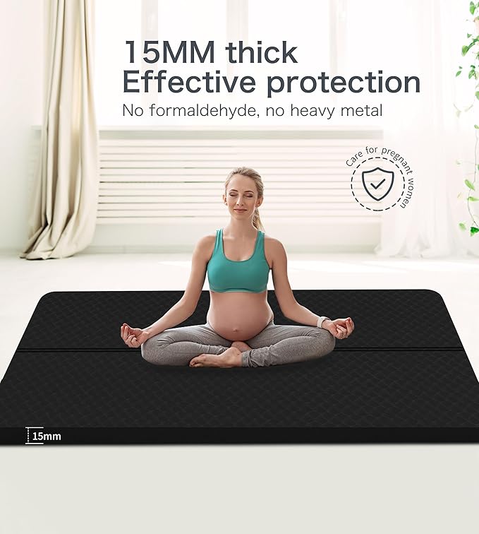 nuveti Large Exercise Mat - 15mm/20mm/30mm Thick Yoga Mat | Workout Mat for Fitness, Yoga, Pilates, Stretching & Floor Exercises for Women & Men with Free Carrying Bag