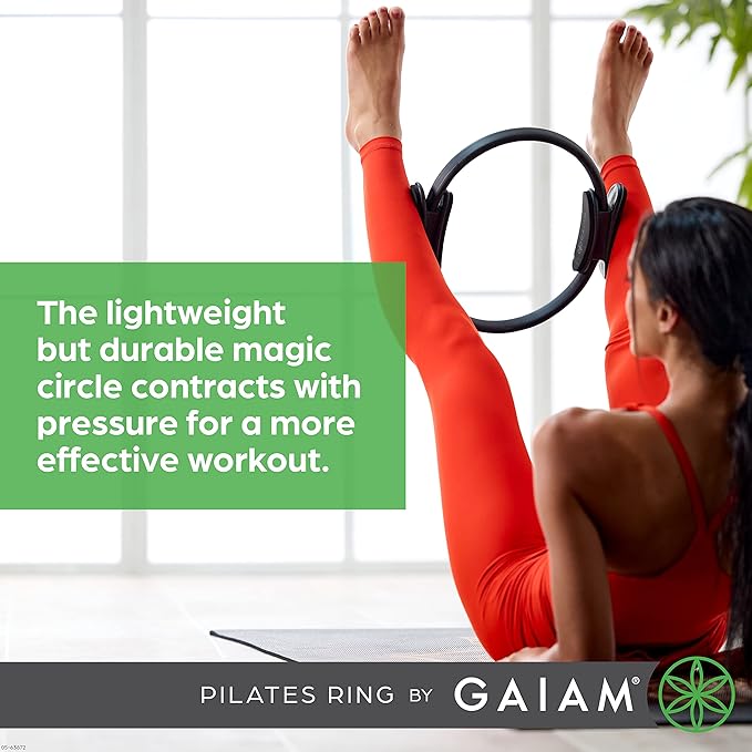 Gaiam Pilates Ring Fitness Circle - Lightweight & Durable Foam Padded Handles, Flexible Resistance Exercise Equipment for Toning Arms, Thighs/Legs & Core