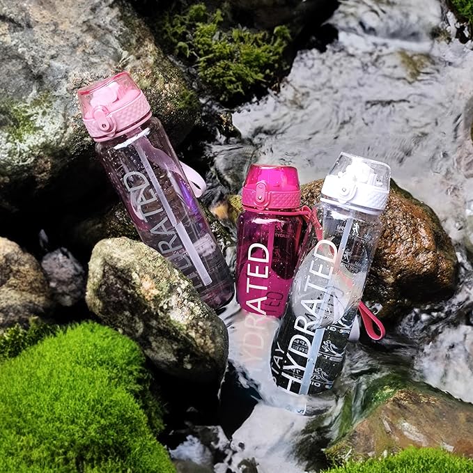 GOPPUS Clear Water Bottle With Straw 32oz Clear Sports Water Bottles Motivational with Time Marker Tritan BPA Free Clea Plastic Water Bottle Wide Mouth for Gym Travel Home School Office