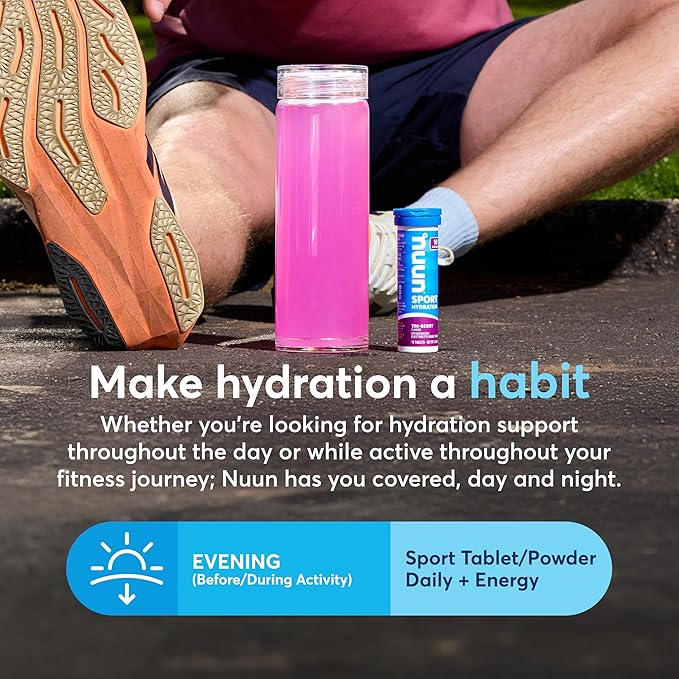 Nuun Sport Electrolyte Tablets with Magnesium, Calcium, Potassium, Chloride & Sodium, Gluten Free & Vegan, Tropical, 8 Pack (80 Servings Total)