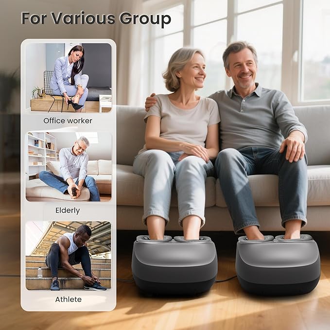 COMFIER Shiatsu Foot Massager with Heat, Electric Feet Massager Machine for Plantar Fasciitis Neuropathy,Gifts for Women,Men,Remote Control,Pause Function,Foot Warmer (Gray)