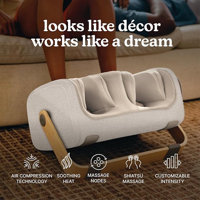 Homedics Luxe Comfort Foot Massager & Calf Massager with Heat, Shiatsu, Deep Kneading, Air Compression, Circulation Boost, Relaxation, Adjustable Modes, Post-Workout Recovery
