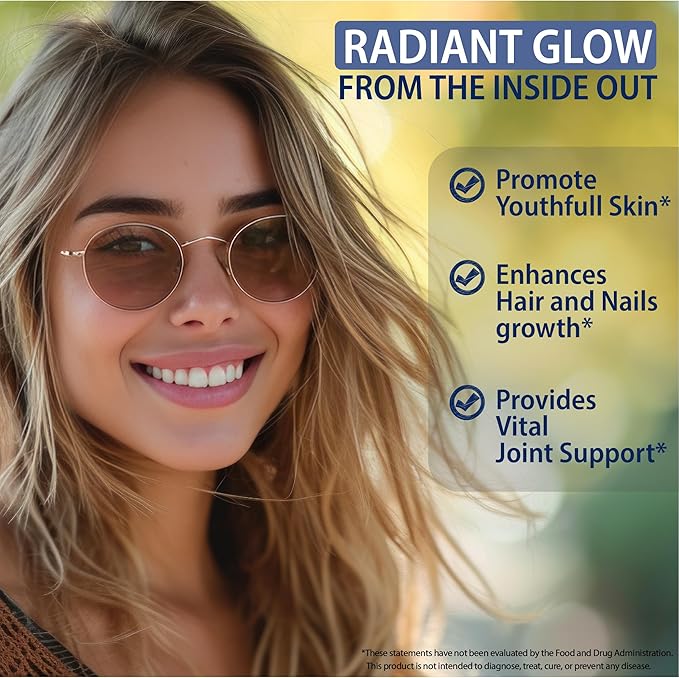 Biotin with Hyaluronic Acid, Keratin, and Collagen Supplements - Hair Growth Vitamins for Women, Healthy Nails and Skin, B1, B2, B3, B6, B7 Complex, USA (120 Capsules)