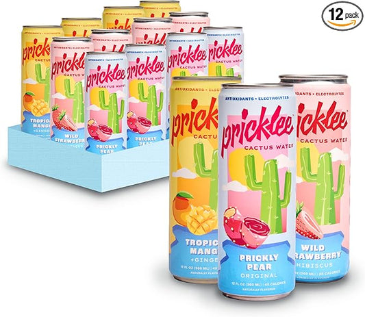 Cactus Water Variety 12 Pack - Made From Prickly Pear - Added Natural Antioxidants & Electrolytes For Hydration, Immunity, & Recovery - 3 Flavors Non-Bubbly, Low-Sugar, No Caffeine & 40 Cals