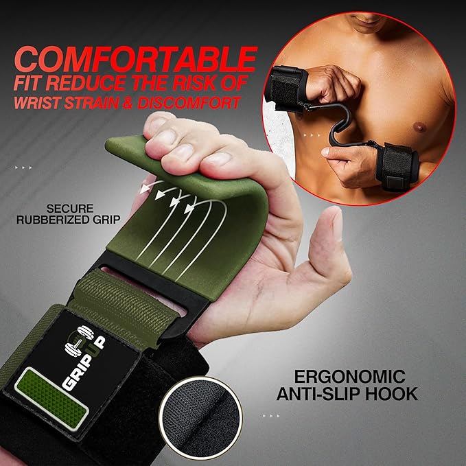 Weight Lifting Hooks – Heavy Duty Gym Straps for Deadlifts, Pull-Ups, Rows & Strength Training Secure Grip Support for Weightlifting, Powerlifting CrossFit Nylon & Neoprene Padding