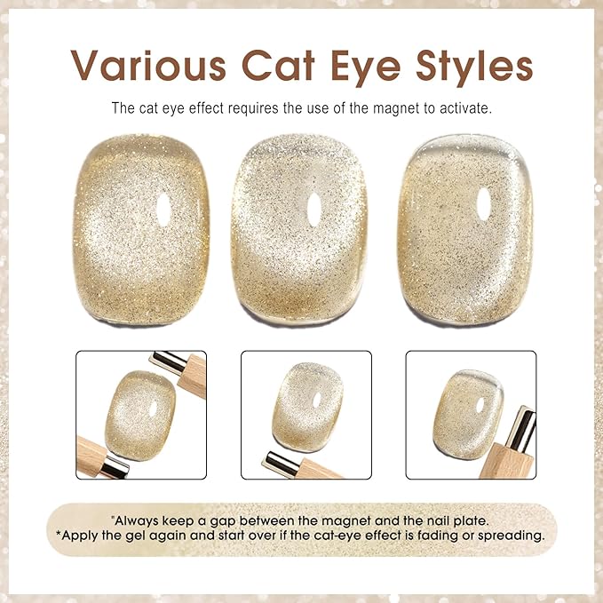 CANNI 8 Pcs 9 ML Cat Eye Gel Nail Polish Set, Jelly Pink Red Purple Blue Black Glitter Cat Eye Gel Polish Kit with Magnet Shimmer Colors Soak Off Manicure Salon DIY Gifts