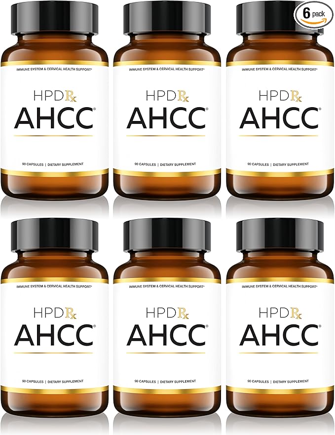 HPD Rx Premium AHCC & Shiitake Mushroom 1100 mg per Serving Supplement, Natural Immunity Booster, Maintains Natural Killer Cell Activity | AHCC is Proven in 30+ Studies | 180-Day Supply, 6-Pack