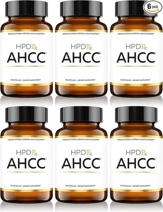 HPD Rx Premium AHCC & Shiitake Mushroom 1100 mg per Serving Supplement, Natural Immunity Booster, Maintains Natural Killer Cell Activity | AHCC is Proven in 30+ Studies | 180-Day Supply, 6-Pack