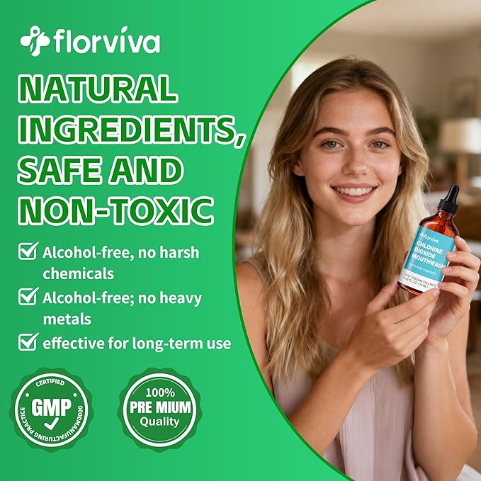 Chlorine Dioxide Mouthwash – Advanced Bad Breath Treatment and Rinse – Neutralizes Odor-Causing Bacteria, Supports Healthy Gum Health, and Provides Long-Lasting Fresh Breath – 4 oz