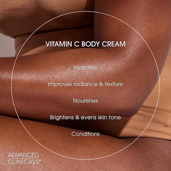 Advanced Clinicals Vitamin C Cream Visibly Brightening Body Lotion | Vitamin C Moisturizer Skin Care Body Cream For Women & Men Helps Visibly Improve Look Of Dark Spots & Uneven Skin Tone, 16 Ounce