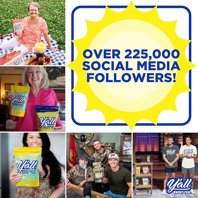 Y'all Sweet Tea - Mango Flavored Iced Tea Bags One Gallon Size in 10 Gallons Per Pack Quick Brew Southern Ice Tea with Tropical Mango Flavor | As Seen on Shark Tank (Caffeinated)