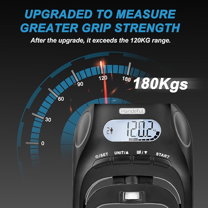 Handeful 397Lb Grip Strength Tester Dynamometer Handgrip Measurer Meter, Handheld Strengthener Exerciser for Sports, School, and Home Use