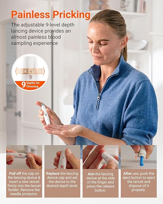 iHealth Acacia Blood Glucose Monitor Kit, 100 Glucometer Strips, 100 Lancets, 1 Blood Sugar Monitor, 1 Lancing Device, 1 Travel Bag, No Coding, Portable Blood Sugar Testing Kit, Diabetes Testing