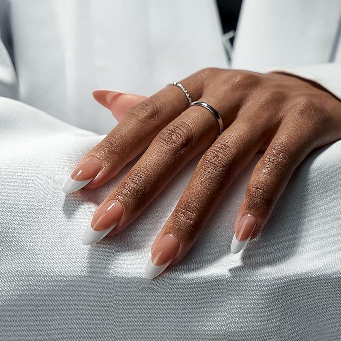 BTArtboxnails French Gel Nail Tips - French Tip Press on Nails Brown Medium Almond XCOATTIPS for Nail Extensions