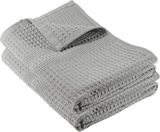 GILDEN TREE Waffle Hand Towels for Bathroom Quick Dry Towel Super Absorbent Thin 100% Cotton Hand Towels Lint Free, Hand Towels for Bathroom Set of 2, Classic Style (Pewter)