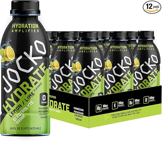 Jocko Fuel Hydrate Electrolyte Drinks - Sports Drink Hydration Amplifier, Thirst Quencher - Scientifically Formulated Electrolyte Blend Lemon-Lime 16 Oz (12 Pack)