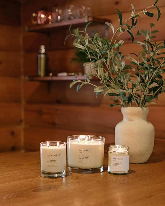 Brooklyn Candle Studio Santorini XL 3 Wick Candle - Luxury Scented Candle, Vegan Soy Wax, Hand Poured in The USA, 100 Hour Slow Burn Time - 27oz