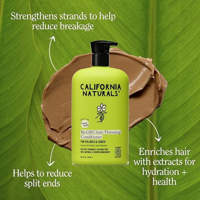 California Naturals Re:GRO Hair Conditioner, Anti-Thinning & Hair Growth Support, All Hair Types, Vegan, Natural, Cruelty Free, Silicone, Paraben & Sulfate Free Conditioner for Women & Men, 20 oz