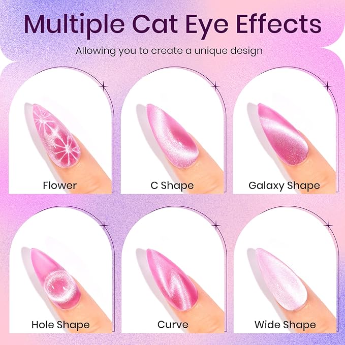 12 Colors Cat Eye Gel Nail Polish - Macaron Candy Magnetic Nail Polish Gel Set Summer Spring Cateye UV Lamp Cure Require DIY Salon Home Gift