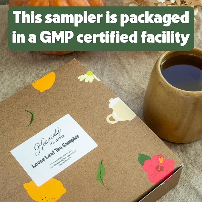 Heavenly Tea Leaves Organic 9 Flavor Variety Pack | Loose Leaf Tea Sampler (Approximately 90 Cups) | Premium Gift Set Assortment of Green, Herbal, Black & White Teas | Hot or Iced, High to No Caffeine