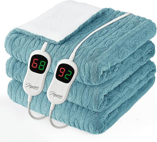 Homemate Electric Heated Blanket King - 100"x90" Heating Bed Blankets Throw with 10 Heating Levels 8 Hours Auto Off Fast Heating Over-Heated Protection Ultra Soft Warm Flannel ETL Certified