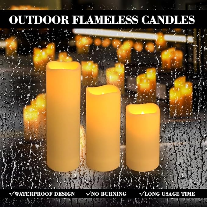 24-Pack LED Flameless Candles with Remote Control -Flickering Electric Candles- Timer Candles -3D Flame, for Halloween Christmas Parties,Wedding,Home,Gift and Special Occasions(Three Sizes)