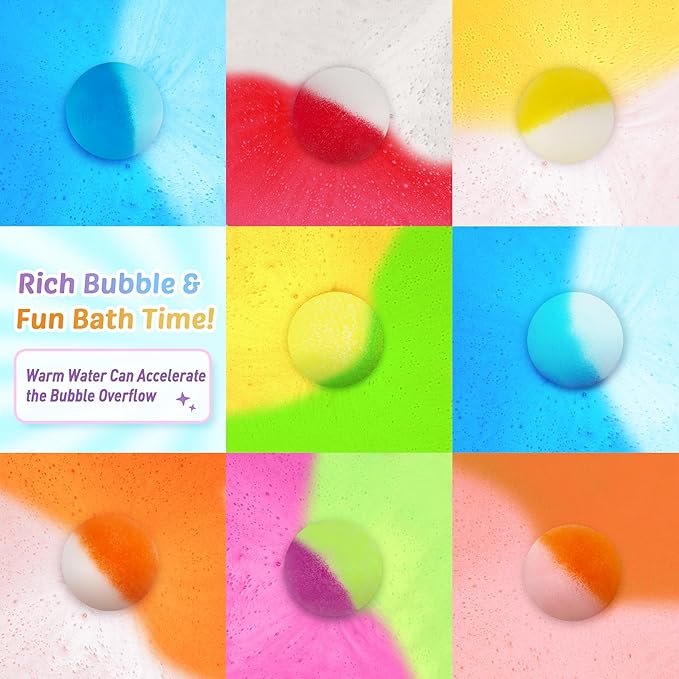 Bath Bombs for Kids, 12 Pcs Bath Bombs with Glow in The Dark Animal Surprise Inside, Handmade Organic Bubble Bath Ball Gift Set for Boys and Girls, Gift for Birthday Christmas Easter