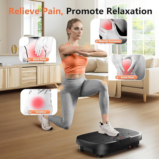 FEIERDUN Vibration Plate Exercise Machine – Whole Body Vibration Platform for Weight Loss & Lymphatic Drainage, Home Fitness Trainer with Remote & Resistance Bands