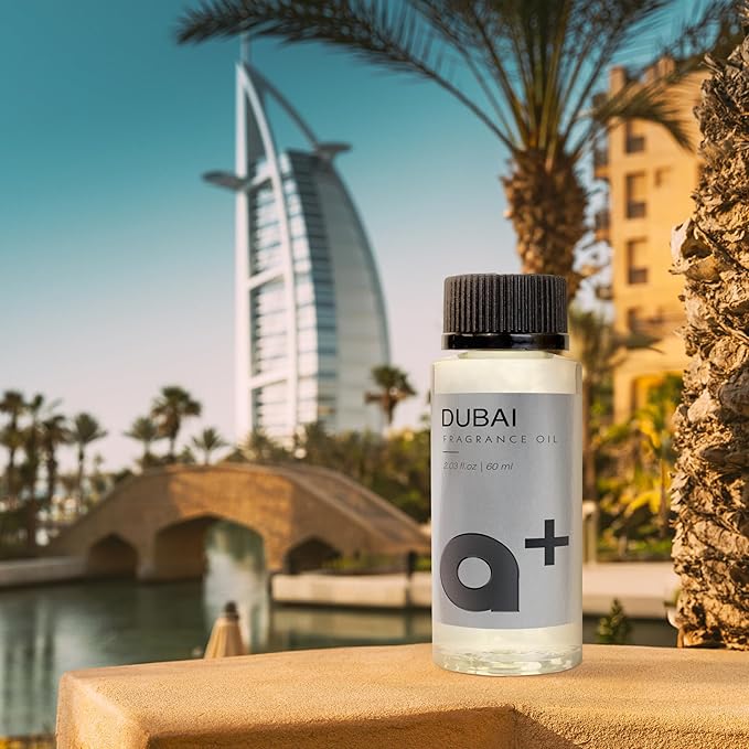 Aromar+ Fragrance Oil – Dubai-Inspired by W Hotel – Luxury Hotel Scent with Amber, Cedar, Geranium, Lavender & Lemon Mint – for Waterless Diffusers – Long-Lasting Home Fragrance – 2oz/60mL