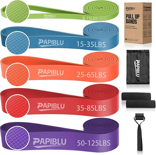 Pull Up Bands, Resistance Bands Set for Pull-Up Assistance, Exercise Bands with Door Anchor & Grip Pads for Men & Women Working Out, Physical Therapy, Muscle Training