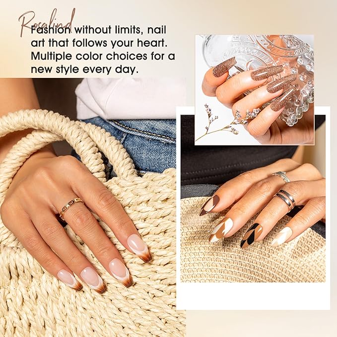 ROSALIND Nude Brown Gel Nail Polish Set, 12 Colors White Nude Brown Gel Polish Soak Off Classic Gel Polish Set for Nail Art Gift