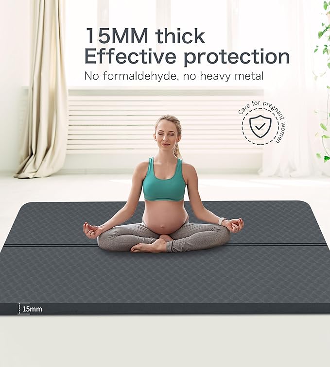 nuveti Large Exercise Mat - 15mm/20mm/30mm Thick Yoga Mat | Workout Mat for Fitness, Yoga, Pilates, Stretching & Floor Exercises for Women & Men with Free Carrying Bag