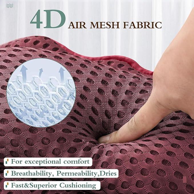 Bath Pillow RUVINCE Ergonomic Luxury Bathtub Pillow with Head,Neck, Shoulder and Back Support, 4D Bath Pillows for tub with 6 Powerful Suction Cups, Fits All Bathtub, Spa Tub, Hot Jacuzzi (Dark red)