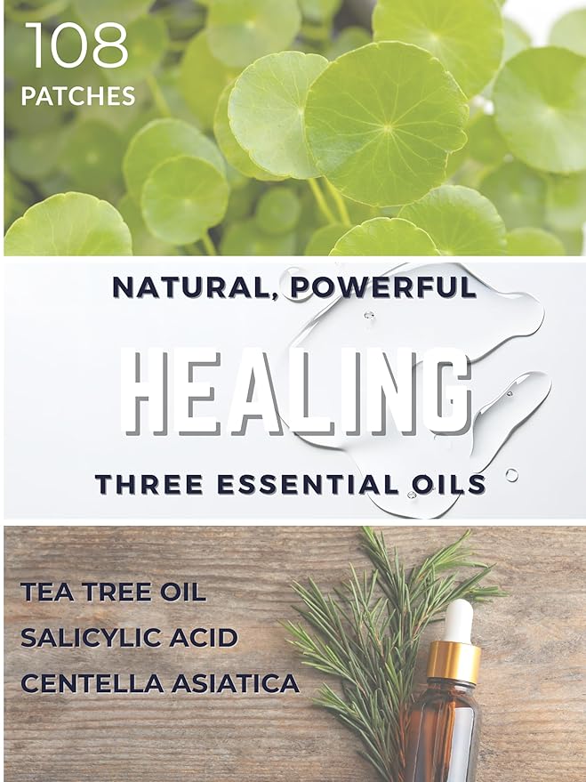 Clear Pimple Patches- Hydrocolloid Fast Acting Pimple Patch w/ Salicylic Acid & Tea Tree Oil Fights Breakouts & Blemishes. Acne Spot Treatment for Face- 108 Ct.