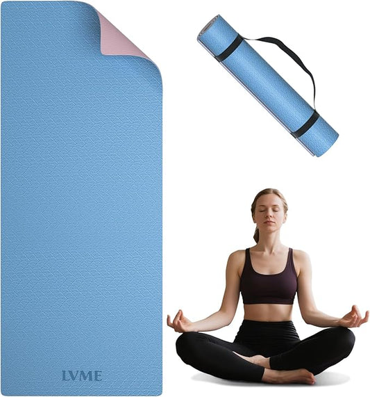 Yoga Mat Non Slip, Anti-Tear 1/4 Thick TPE Yoga Mats for Women and Men, a stylish and practical dual-tone yoga mat.72"x24" Exercise & Fitness Mat with Carrying Strap, Workout Mats for Yoga, Pilates and Floor Exercise