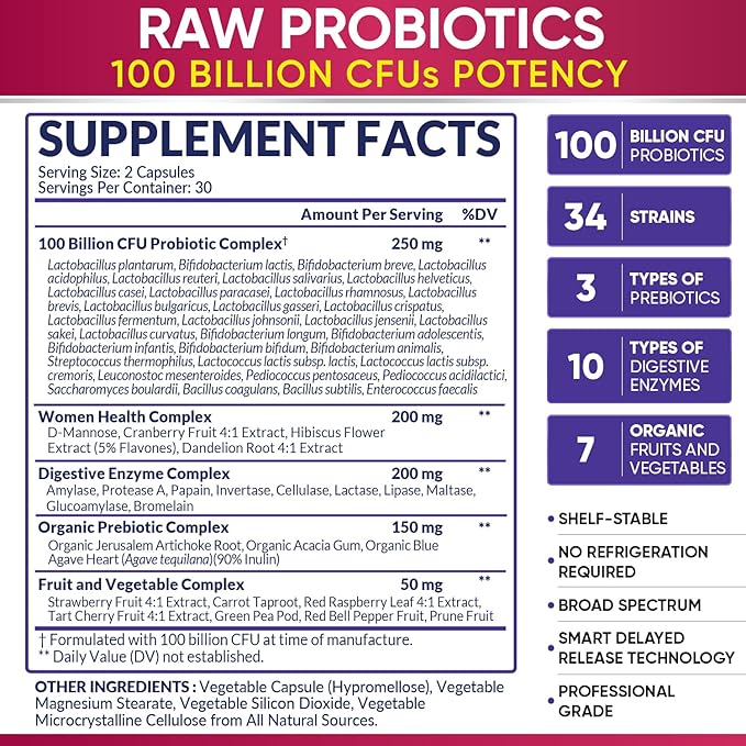 Wholesome Wellness Probiotics for Women 100 Billion CFUs with Prebiotics, Digestive Enzymes + Multi Collagen Protein Powder Hydrolyzed (Type I II III V X) Bundle