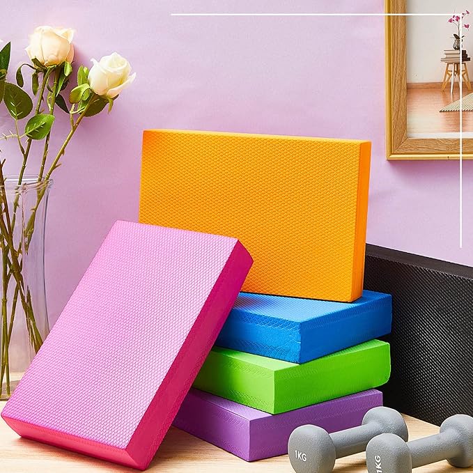 6 Pcs Balance Pad Balancing Foam Pad Yoga Mat Trainer Non Slip Cushion Exercise Mat Knee Pad for Fitness and Stability Stretching, Pilates, Physical Therapy, Core Trainer, 11.81 x 7.87 x 1.97 Inch