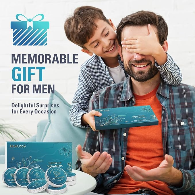 Shower Steamers Aromatherapy, Birthday Gifts for Men Teen Boyfriend Dad, Boo Basket Stuffers for Him, Christmas Stocking Stuffers for Men, SPA Self Care Relax Natural Essential Oils Bath Bombs