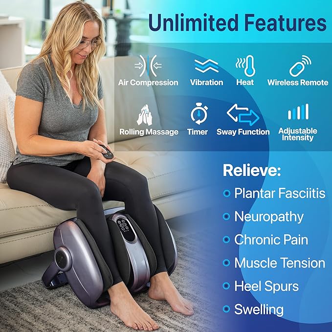MIKO Shiatsu Foot Massager Machine Deep Tissue Massage Improves Circulation, Blood Flow with Deep Kneading, Heat Therapy - Plantar Fasciitis, Neuropathy, Diabetics Fits Up to Size15