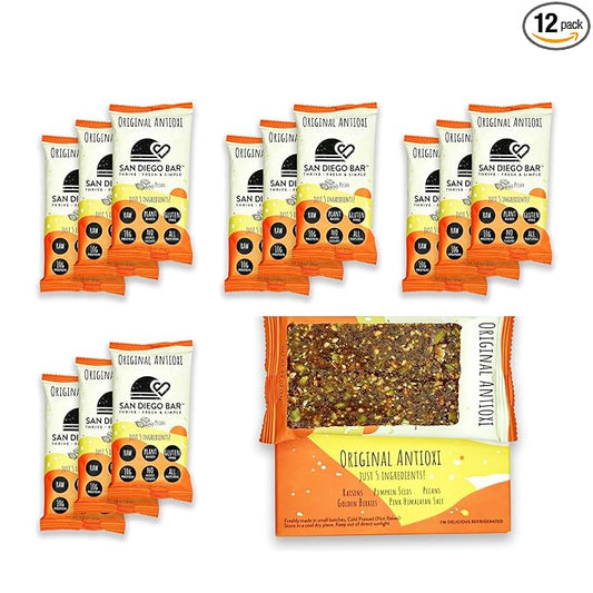 San Diego Bar Original Antioxi, 12 Count, Gluten Free, No Dairy, Vegan, Snack Food Bar