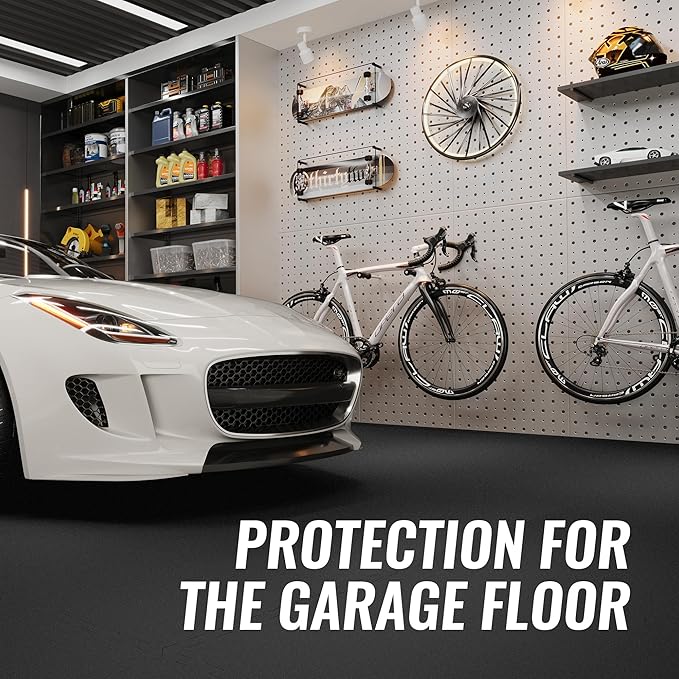 SUPERJARE 0.79'' Extra-Thick Exercise Equipment Mats, 18 Pcs 72 Sq Ft Rubber Top Floor Tiles with High Density EVA Foam, Interlocking Gym Flooring for Home Gym, Workout Mat, Black