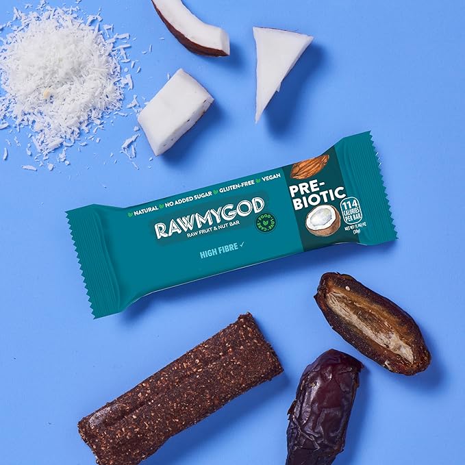 RAWMYGOD Fruit and Nut Bars, Gluten Free, Vegan, No Added Sugar (20 bars, Vitality Pack - 5 Prebiotic, 5 Moringa, 5 Baobab, 5 Daily)