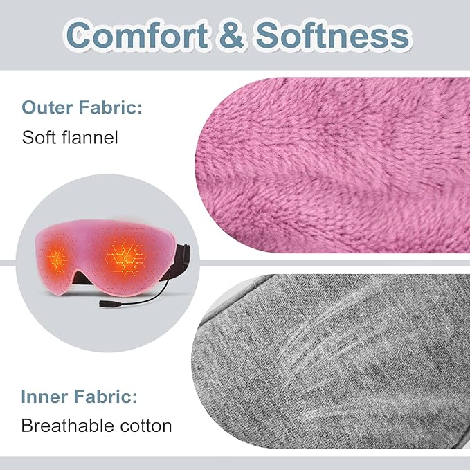 Heated Eye Mask for Dry Eyes USB Electric Warm Eye Compress Heat Eye Masks with Temperature&Timer Control, Eye Heating Pad for Dry Eyes, Stye Treatment, Chalazion, Blepharitis, MGD, Puffy