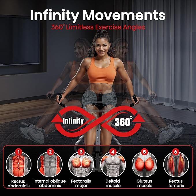 AB SWING INFINITY- Home Ab Workout Machine, Core Training Equipment, Multi-Functional Ab Exercise Trainer, Foldable for Easy Storage, Ideal for Home Gyms, Strength Training, and Fat-Burning Workouts