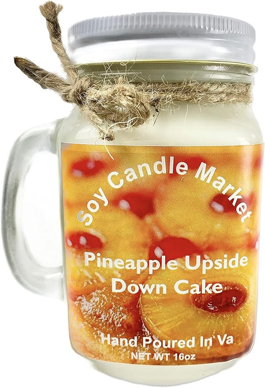 Soy Scented Candles | Handmade & Highly Aromatic Candles Burns Upto 85 Hours in Glass Jar - Perfect for Home Decor, Wedding, Birthday, Dinner (Pineapple Upside Down Cake, 12 oz)