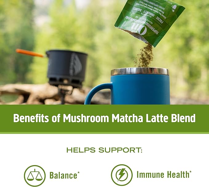 OM MUSHROOM SUPERFOOD Matcha Latte Blend Mushroom Powder, 8.47 Ounce Canister, 30 Servings, Green Tea, Lion's Mane, Reishi, Chaga, Turkey Tail, Focus & Stress Support Supplement