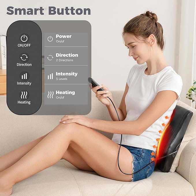 Neck and Back Massager for Pain Relief Deep Tissue with Heat, Shiatsu Shoulder Massager with Bi-Directional Rotating Head for Neck, Back, Shoulders, and Legs