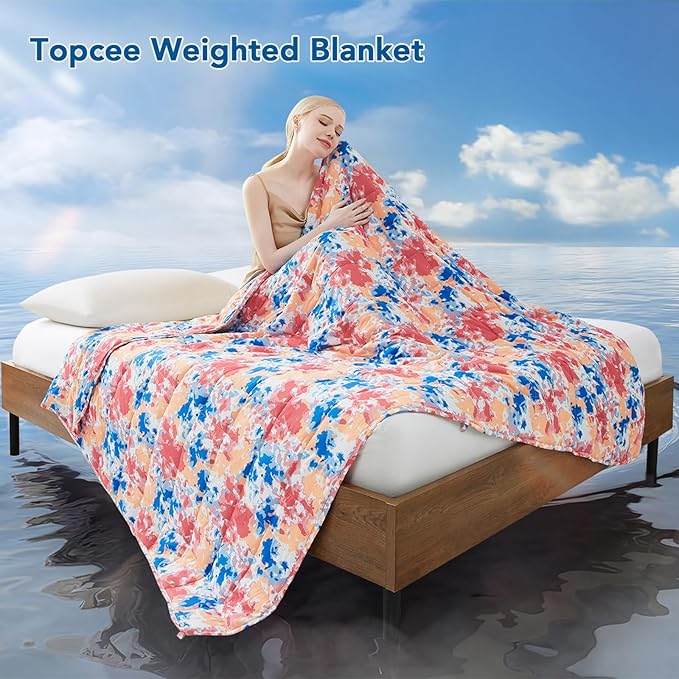 Topcee Weighted Blanket (25lbs 88"x104" Cal King Size) Soft Cooling Heavy Blanket Sleeping, Apply to 240-260 lbs Body, Thick Breathable Blanket with Glass Bead, Easy Care