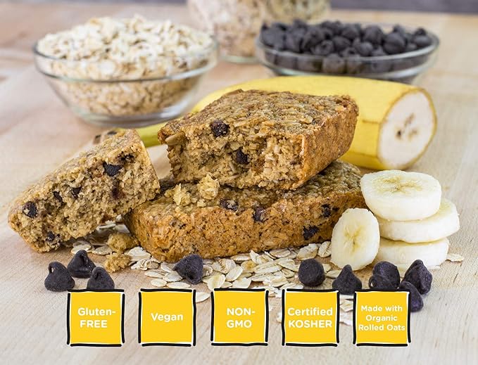 Bobo's Oatmeal Bars, Banana Chocolate Chip, Gluten Free Vegan Whole Grain Oat Bars, Pack of 12